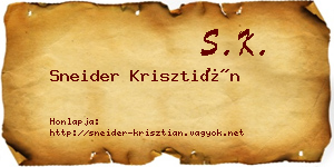 Sneider Krisztián névjegykártya
